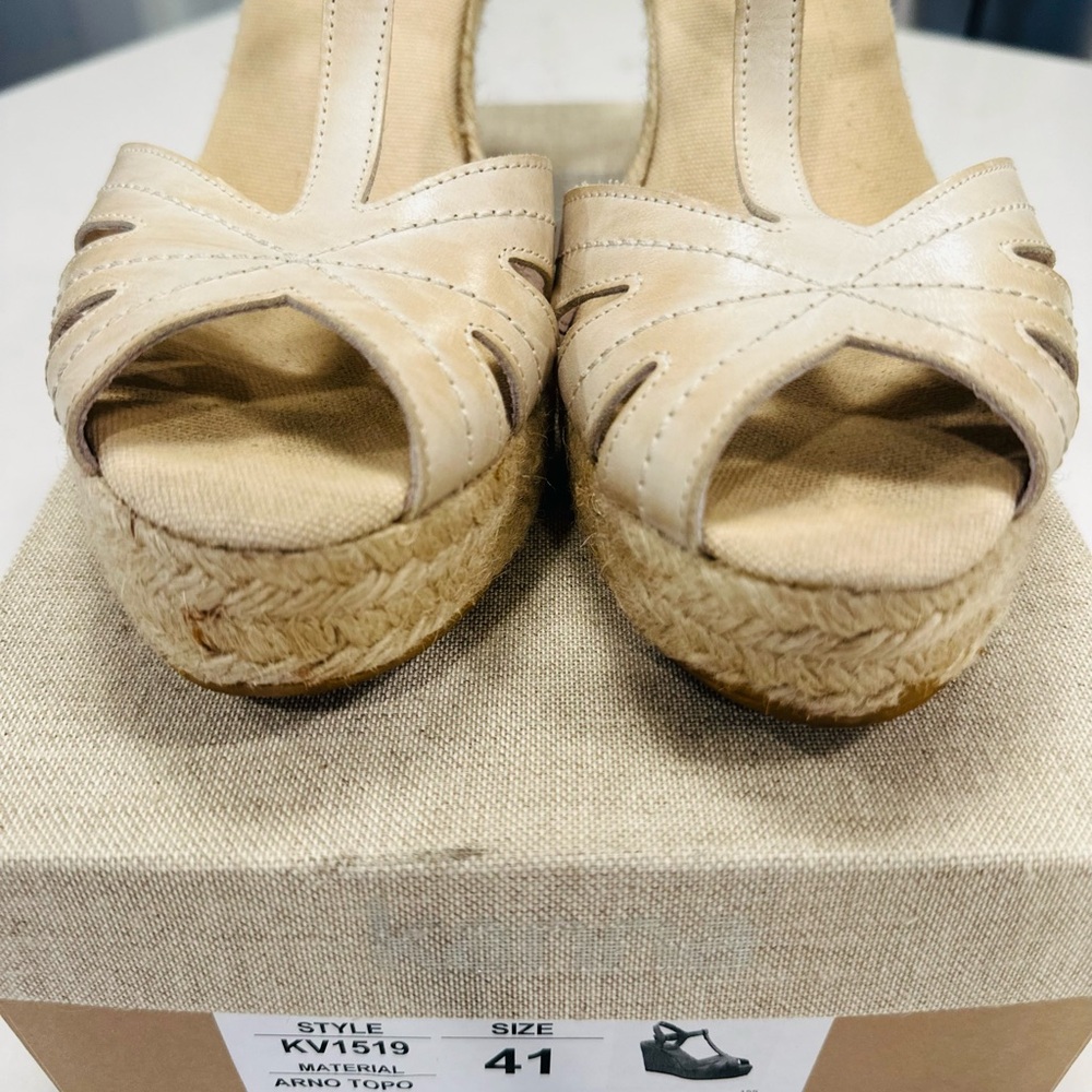 Kanna Cream Espadrille Wedge Sandals - Picture 4 of 10